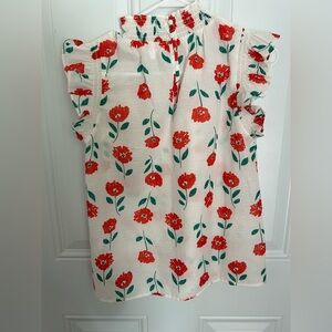 THML White with Red Floral Blouse